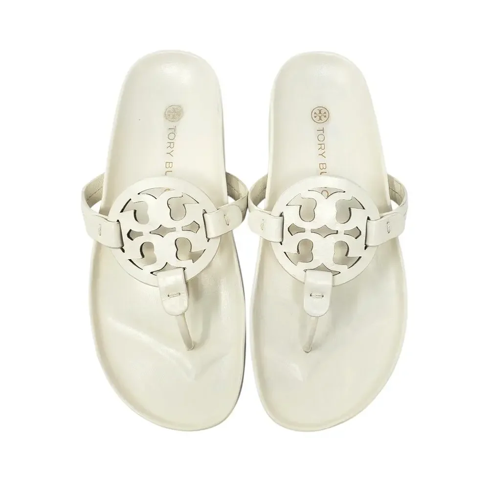 Tory Burch Miller Cloud Leather Thong Sandal Calf Leather New Ivory 81032 Size 8